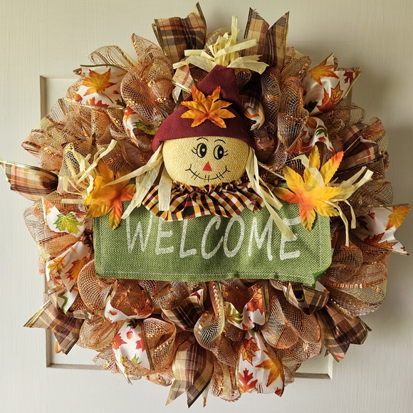 Fall Deco Mesh Wreath - Picture 3 of 4